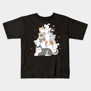 dogs and cats in love-cat lover-dog lover-cute cat-cute dog-cats-dogs-catshirt-dogshirt Kids T-Shirt